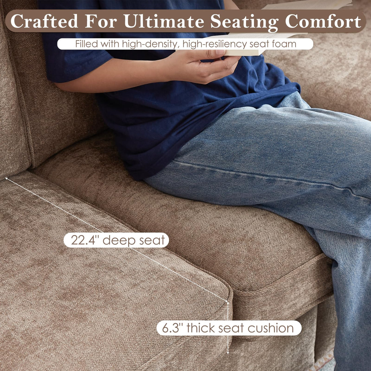 Sivoey 81.5" Nailhead Sofa, Rolled Arms Sofa with Wooden Legs, Pocket Springs Seat Cushion, Easy Assembly, Comfy 3-Seater Classic Couch for Living Room, Farmhouse, Apartment, Brown Sivoey