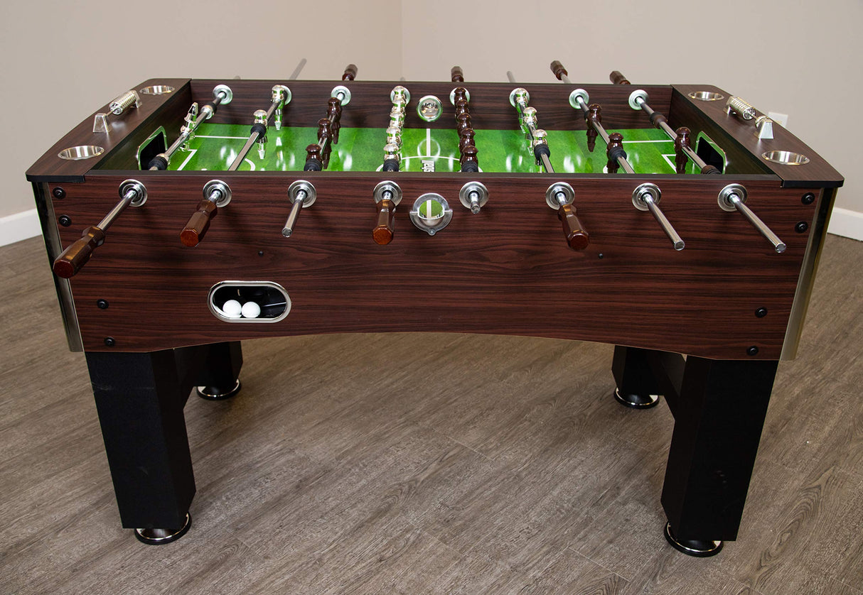 Hathaway 56-Inch Primo Foosball Table, Family Soccer Game with Wood Grain Finish, Analog Scoring and Free Accessories Hathaway