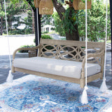 Cambridge Casual Renley Mahogany Porch Swing Bed with Oyster Cushion – Outdoor Hanging Swing Daybed for Patio, Backyard, or Garden – Durable Solid Wood, Weather-Resistant Cambridge Casual