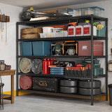 REIBII 85.7"H Storage Shelves 2998LBS Metal Shelving Units with Wheels&Feet, 5 Tier Garage Shelving Heavy Duty Adjustable Wire Shelf for Pantry Garage Commercial Industrials, 85.7"H X 55.5"W X 24.2"D REIBII