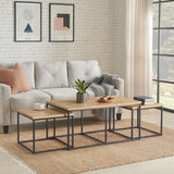 Lavish Home 3-Piece Coffee Table Set - Modern Nesting Tables with Large Table and Side Tables - for Living Room, Apartment, or Dorm (Walnut) Lavish Home