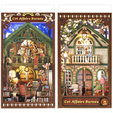 TOYQI DIY Book Nook Kit, Book Nook Kits for Adults, 3D Wooden Puzzle Dollhouse Booknook Bookend, Miniature Model Building Bookshelf Insert Alley - Cat Affairs Bureau TOYQI