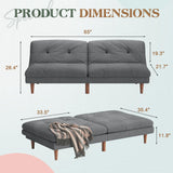 Furmax Futon Sofa Bed Modern Linen Couch Convertible Folding Futon Reclining Sleeper Sofa Couch for Small Space Apartment Loveseat with Adjustable Backrest (Dark Grey) Furmax