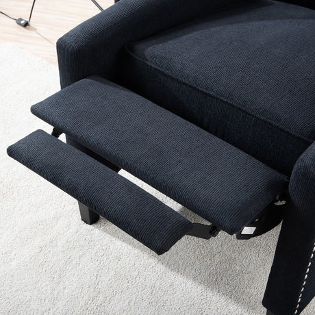 Push Back Recliner Chair,Easy Chairs for Small Spaces,Comfy Armchair,Reading Recliner Chairs for Adults,Living Room Accent Chair, Wingback and Rivets Design for Modern Recliner Chair(Black) NITYASUNDARA