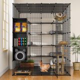 YITAHOME Cat Cage Indoor Large with Storage Cube DIY Outdoor Catio Cat Enclosures Metal Cat Playpen with Hammock Platforms for 1-4 Cats 5 Tiers Cat Kennel YITAHOME