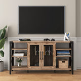 Vabches Rustic Oak Wine Bar Cabinet with LED Lights and Removable Racks for Home Living Room and Dining Room Vabches