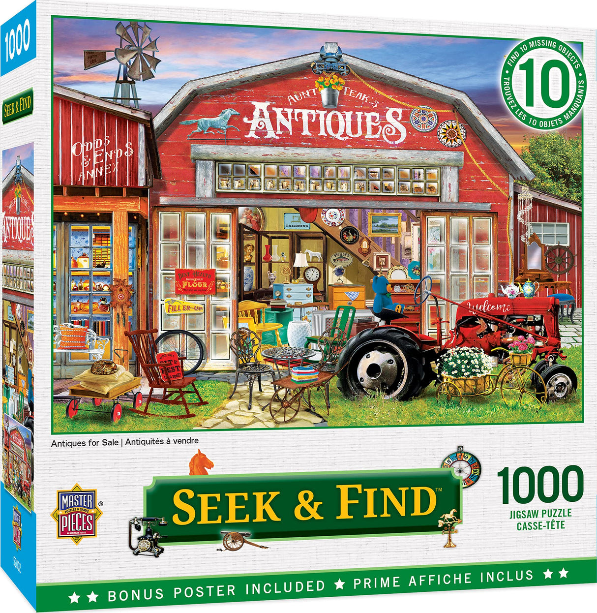 MasterPieces 1000 Piece Seek & Find Jigsaw Puzzle for Adults, Family, Or Youth - Antiques for Sale - 19.25"x26.75" Masterpieces