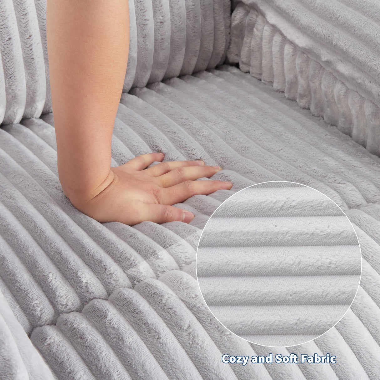 Garvee Corduroy Recliner Chair, Manual Recliner Sofa with Handle, Pillow Top Arms, Thick Padding, Side Pocket, 330Lbs Capacity, Adjustable Recliner for Living Room, Bedroom, Home Theater, Gray Garvee