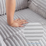 Garvee Corduroy Recliner Chair, Manual Recliner Sofa with Handle, Pillow Top Arms, Thick Padding, Side Pocket, 330Lbs Capacity, Adjustable Recliner for Living Room, Bedroom, Home Theater, Gray Garvee