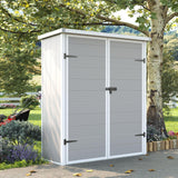 UDPATIO 38 Cu.ft Vertical Storage Shed, 4.3 ft x 5.6 ft Resin Outdoor Shed Waterproof Resin Cabinet for Garden, Backyard, Lawn, Grey UDPATIO