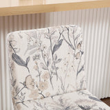 Kmax 26 Inch Bar Stools Set of 2, Farmhouse Upholstered Bar Stools with Back Support Rustic Wooden White Armless Barstools for Bar Club Pub - Linen, Floral Pattern Kmax