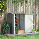 Outsunny 3.3' x 3.4' Outdoor Storage Shed, Galvanized Metal Utility Garden Tool House, Lockable Door for Backyard, Bike, Patio, Garage, Lawn, Gray Outsunny