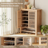 INNOD 43" Tall Shoe Storage Cabinet with Doors, 8-Tier Entryway Shoe Cabinet with Adjustable Shelves, Modern Freestanding Shoes Rack Organizer Cabinet for Entryway Hallway Front Door INNOD