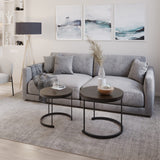 Nesting Coffee Table Set – Set of 2 Small Round Tables Nest Together for Saving Space – Modern Industrial Living Room Tables by Lavish Home (Brown) Lavish Home