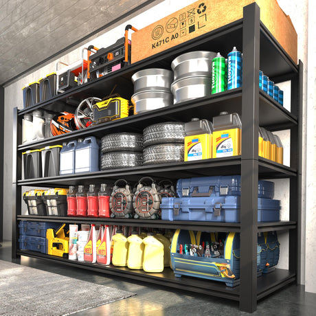 Howzone 60" W Garage Shelving Heavy Duty Metal Shelving 3000LBS Storage Shelves Adjustable 5 Tier Metal Shelves for Storage Industrial Shelves for Garage, Warehouse, 24.2" D x 60'' W x 72'' H Howzone