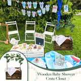 Barydat Wooden Baby Shower Crate Closet, Baby Shower Basket Handle Garland Newborn Baby Basket for New Parent(Dark Walnut) Barydat