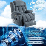 Power Lift Chair for Elderly, Electric Recliner Chair with 8-Point Vibration Massage and Lumbar Heating, Charging Ports, Cup Holders - Blue Luxlen