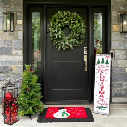 Fraser Hill Farm 36" Frosted Pine Wreath Door Hanging with Pinecones, No Lights, FFWRA036-0SN, Snow