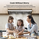 FIREGAS Range Hood 36 Inch Under Cabinet, Ducted/Ductless Convertible Kitchen Hood with 3 Speed Exhaust Fan, 300 CFM, LED Lights, Stainless Steel Vent Hood for Kitchen FIREGAS