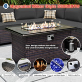 ASJMR Outdoor Patio Furniture Set with Fire Pit Table, 13 Pieces Outdoor Furniture Set Patio Sectional Set w/43in Propane Fire Pit, PE Wicker Rattan Patio Conversation Sets - Black. ASJMR