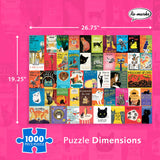 Re-Marks Feline Tales 1000-Piece Puzzle for All Ages, Cat Books Jigsaw Puzzle, Family Puzzle Re-Marks