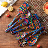 Gudamaye Pakkawood 7-Piece Blue Wooden Cooking Utensils, Wooden Spoons for Cooking, Wooden Spoon Set, Wooden Kitchen Utensil set, Pakkawood Cooking Spoons, Non-Stick Spoon,Pakkawood kitchen utensils Gudamaye