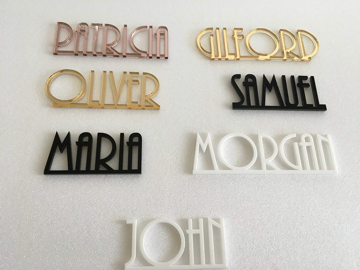 Personalized Wedding Acrylic Place Cards Wooden Laser Cut Names Custom Place Name Settings Guest Names Escort Cards Calligraphy Names Modern New Font Customized Name Plaque Business Card Holders FranJohnsonHouse
