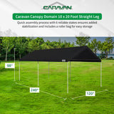 Caravan Canopy Domain 10 x 20 Foot Durable Portable Garage Carport Canopy Car Tent Sidewalls with Dual Zippers and Roll Up Door, Black (Anchor/Mounting Materials + Sidewalls Included) Caravan