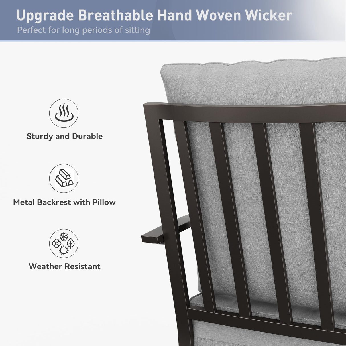 Kurapika 7 Piece Metal Outdoor Patio Furniture Set with Round Fire Pit Table, Patio Conversation Sets 6 Swivel Chairs with Thick Cushion and 40000 BTU Fire Pit Table, Grey Kurapika