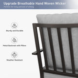 Kurapika 7 Piece Metal Outdoor Patio Furniture Set with Round Fire Pit Table, Patio Conversation Sets 6 Swivel Chairs with Thick Cushion and 40000 BTU Fire Pit Table, Grey Kurapika