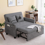 AYEASY Sleeper Sofa Bed, 3 in 1 Convertible Sleeper Couch Bed Pull Out, Small Loveseat Sofa, Futon Sofa Bed Full Size, 46" Velvet Love Seat with Pillow and Phone Holder for Living Room, Grey AYEASY