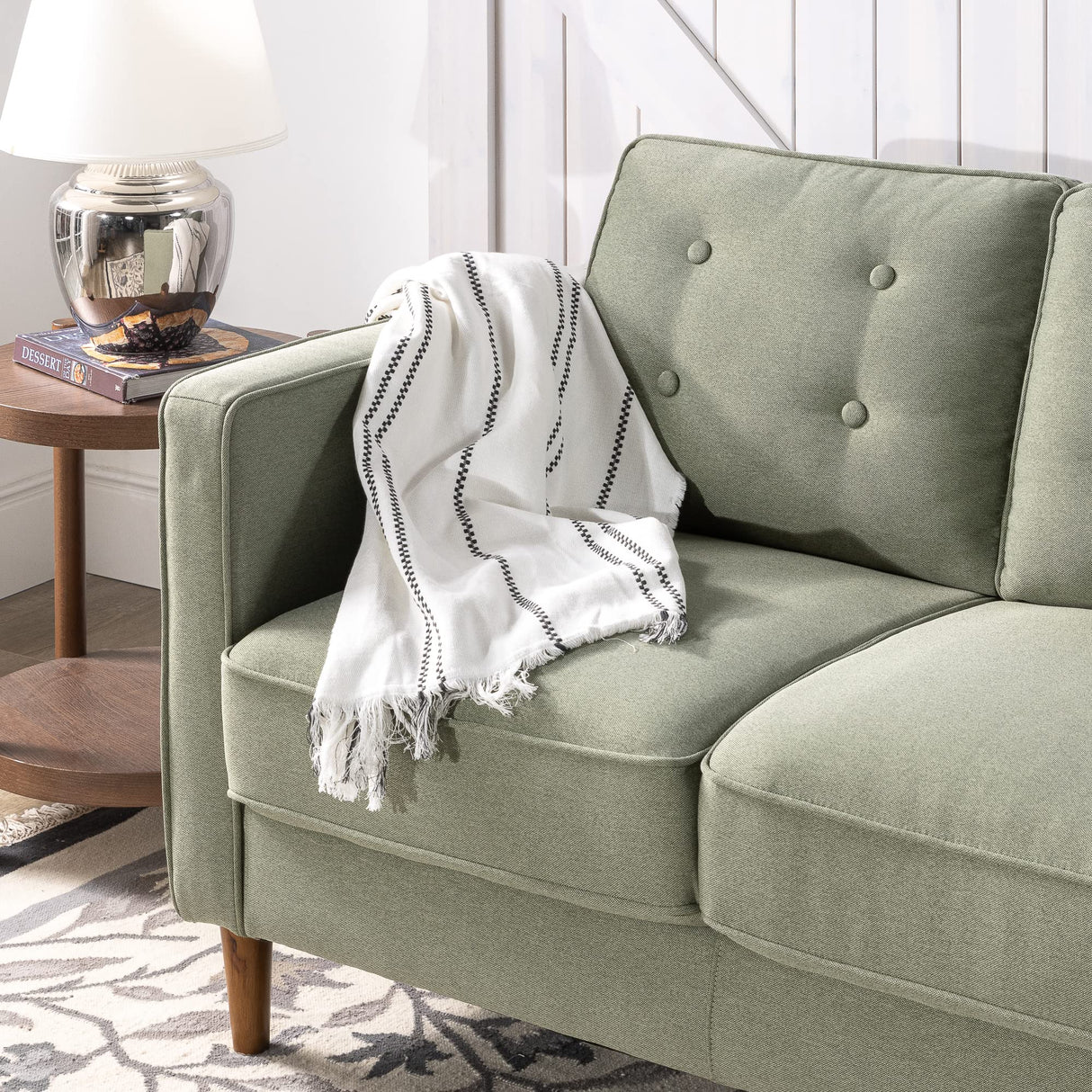 ZINUS Lauren Loveseat, Button Tufted Cushions, Easy, Tool-Free Assembly, Pear Green Zinus
