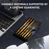 MIFANYO Minimalist Aluminum Wallet for Men, Slim RFID Blocking Money Clip, Front Pocket Metal Card Holder for Business Travel, Wood Grain American Flag, Personalized USA Gift for Soldiers Veteran MIFANYO