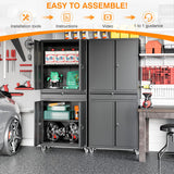 ZAOUS Metal Storage Cabinet, Heavy Duty Garage Cabinet on Wheels, 72'' Tall Storage Cabinets Tool Cabinet with Doors and Shelves for Home Office Utility Room, Black ZAOUS