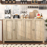 knoworld Buffet Cabinet with Storage Farmhouse Buffet Sideboard with 4 Doors, 55'' Large Kitchen Storage Cabinet Wood Coffee Bar Buffet Table for Kitchen, Dining Room, Entryway knoworld
