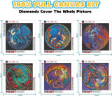 RYMILIE Diamond Painting Kits for Adults - 6 Pack Dragon DIY 5D Diamond Art Kits Full Drill Diamond Dots Paintings with Diamonds Gem Art and Crafts Home Decor 12x12inch RYMILIE