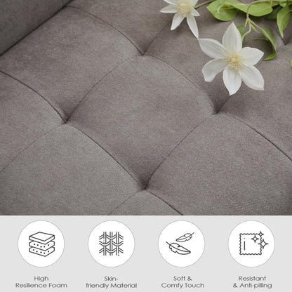 TYBOATLE Sofa Couch 62" W Loveseat w/ 2 USB Charger Ports & 2 Cupholders, Mid-Century Modern Tufted Small Love Seat Couches for Office,Compact Living Room,Bedroom,Apartment,Dorm(Light Grey)