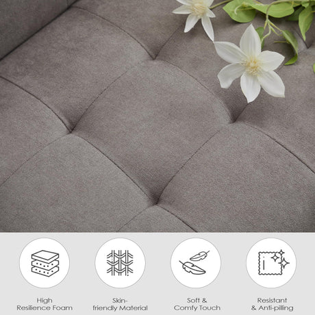 TYBOATLE Sofa Couch 62" W Loveseat w/ 2 USB Charger Ports & 2 Cupholders, Mid-Century Modern Tufted Small Love Seat Couches for Office,Compact Living Room,Bedroom,Apartment,Dorm(Light Grey) TYBOATLE