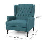 Christopher Knight Home Salome Push Back Recliner, Teal, Dark Brown 33.25D x 37.75W x 42.5H in GDFStudio