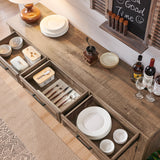 JXQTLINGMU 66" Large Buffet Sideboard Cabinet with 4 Doors and 3 Drawers, Buffet Table Coffee Bar Wine Bar Storage Cabinet for Dining Room, Living Room (Light Borwn) JXQTLINGMU