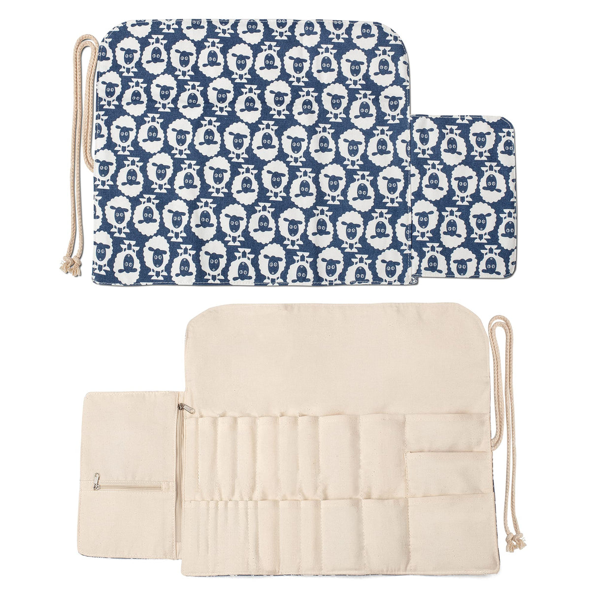 Teamoy Knitting Needles Holder Case(up to 11 Inches), Rolling Organizer for Straight and Circular Knitting Needles, Crochet Hooks and Accessories, Sheep - NO Accessories Included Teamoy