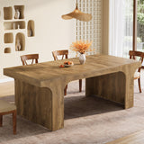 Tribesigns 71-Inch Large Dining Table for 6-8, Farmhouse Wooden Kitchen Table with Arched Design, Rectangular Dining Room Furniture with Double Pedestal for Dinner, Banquet, Natural Wood Grain Tribesigns