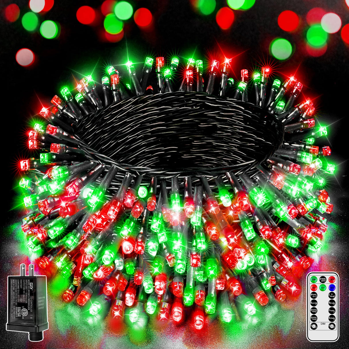 BrightChristmas 500 LED 164 FT Christmas Lights, Waterproof String Lights with Remote and Timer, Christmas Tree Lights with 8 Modes Dimmable, Fairy Lights for Holiday Decor (Red and Green) BrightChristmas