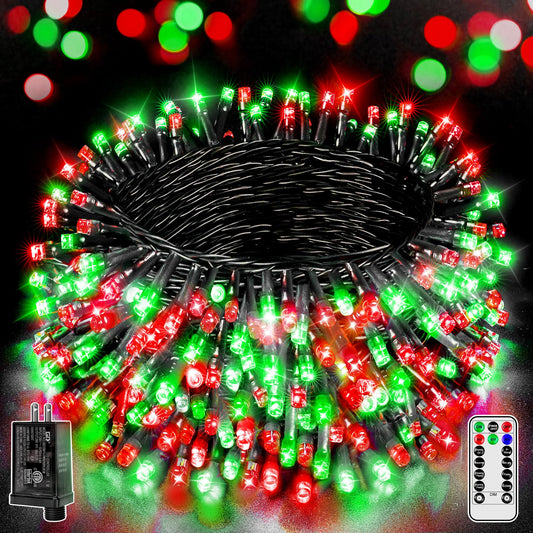 BrightChristmas 500 LED 164 FT Christmas Lights, Waterproof String Lights with Remote and Timer, Christmas Tree Lights with 8 Modes Dimmable, Fairy Lights for Holiday Decor (Red and Green)