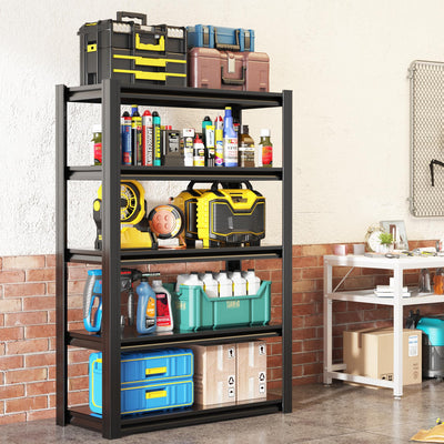 mysteeldepot 62" H Garage Shelving, Heavy Duty Storage Shelves, Garage Storage Shelves, Adjustable 5 Tier Metal Shelving Unit, Utility Shelves for Warehouse Backyard, 62" H×27.6" W×12" D