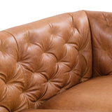 Poly & Bark Essex Leather Couch – 89-Inch Sofa with Tufted Back - Full Grain Leather Couch with Feather-Down Topper On Seating Surfaces – Vintage Pure-Aniline Italian Leather – Cognac Tan POLY & BARK