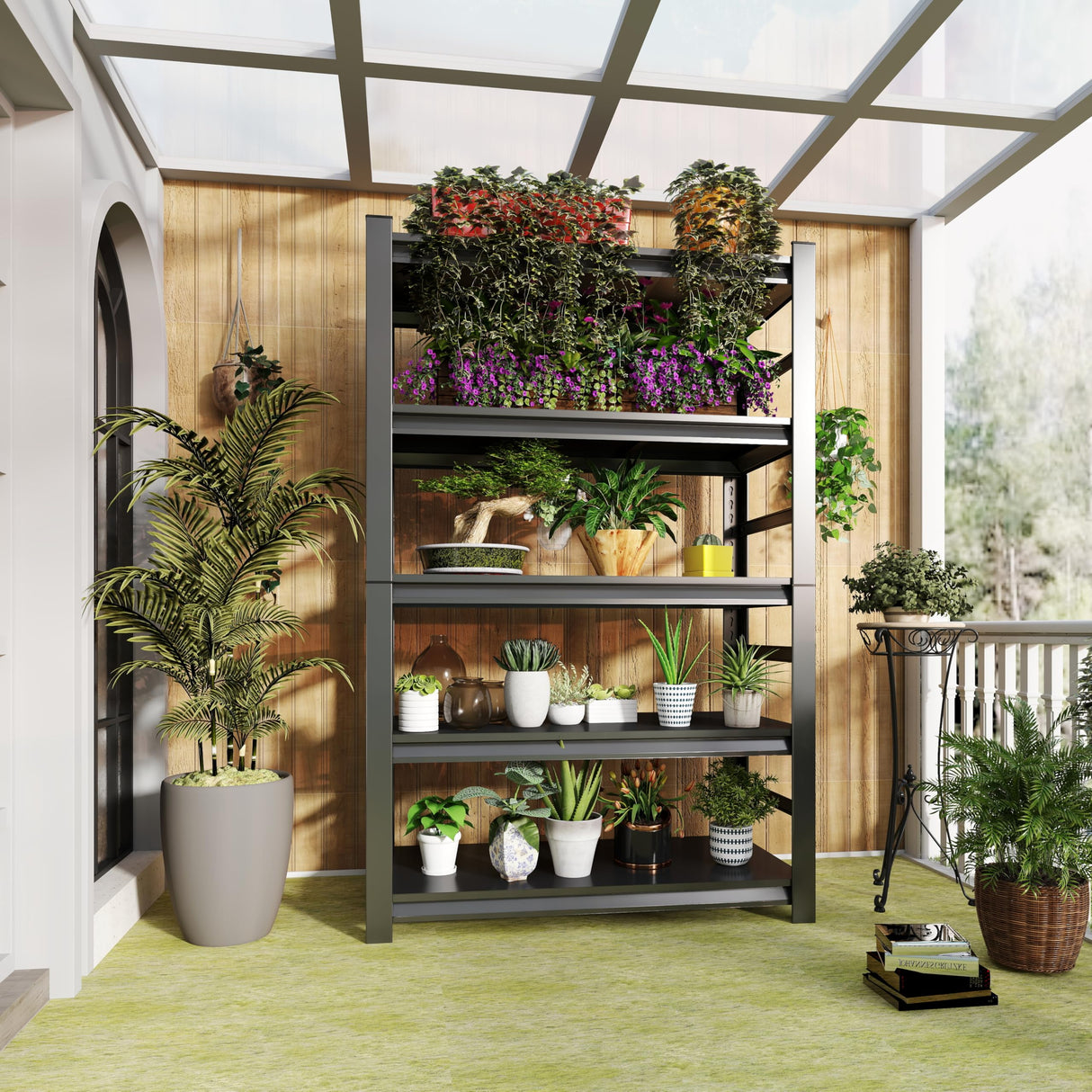 72"H Storage Shelves 5-Tier Garage Shelving 3500LBS - Commercial Steel Storage Rack Adjustable Metal Shelving Unit for Garage, Basement, Warehouse, Pantry, Kitchen, 72"H x 16"D x 36"W, Black PRESTELION