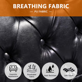 LEVNARY Chesterfield Loveseat Leather, Upholstered Sofa with Button-Tufted Back, Mid-Century Modern Sofa with Solid Wood Legs, 2 Seater Couches for Living Room (Black) LEVNARY