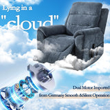 Power Lift Recliner Chair for Elderly People, Dual Motor Lay Flat Recliner with Vibration Massage and Heat, Heavy Duty Motion Mechanism Standing Assistance Reclining Chair, Chenille Fabric Blue Luxlen