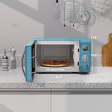 Galanz GLCMKA07BER-07 Retro Microwave Oven, LED Lighting, Pull Handle Design, Child Lock, Bebop Blue, 0.7 cu ft Galanz